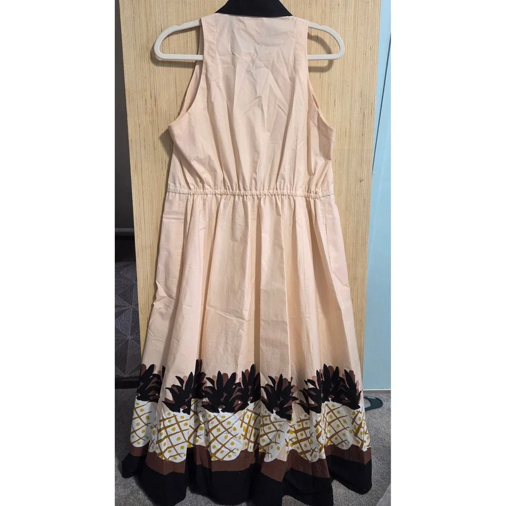 Kate Spade Size M Pineapple Patch Shirt Dress Print‎ Sleeveless Peachy Pink